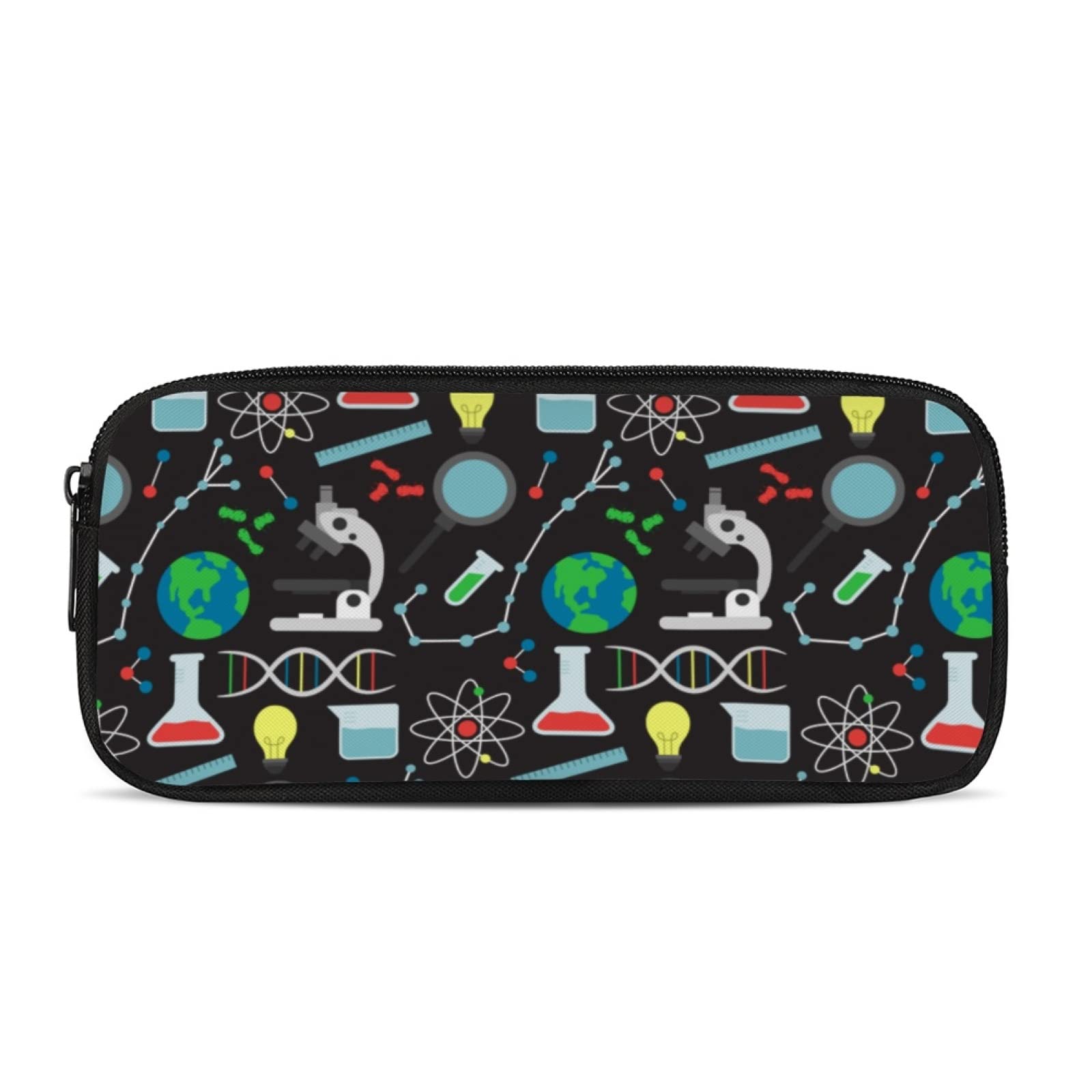Kuiaobaty Science Pattern Kids Pencil Pouch Children, Black Big Capacity Stationary Bag School Pencil Case for Teenager Gift for Science Fan — image 1