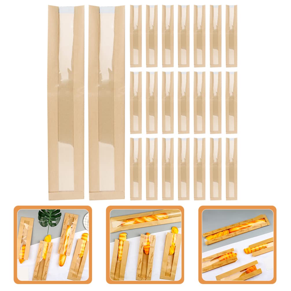 iplusmile 100stücke Papier Brottüten Mit Sichtfenster Verpackungsbeutel Für Brot Kekse Snacks Und Gebäck Für Bäckereien Cafés Und Partys