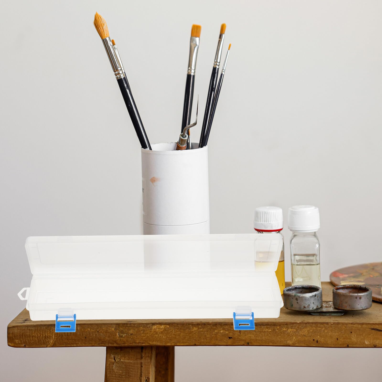 Alipis Transparente Pinselbox aus Kunststoff 8 Stück mit Einfachem Zugang und Tragbarem Design für Wasserfarben und Pinsel für Lehrer und Schüler