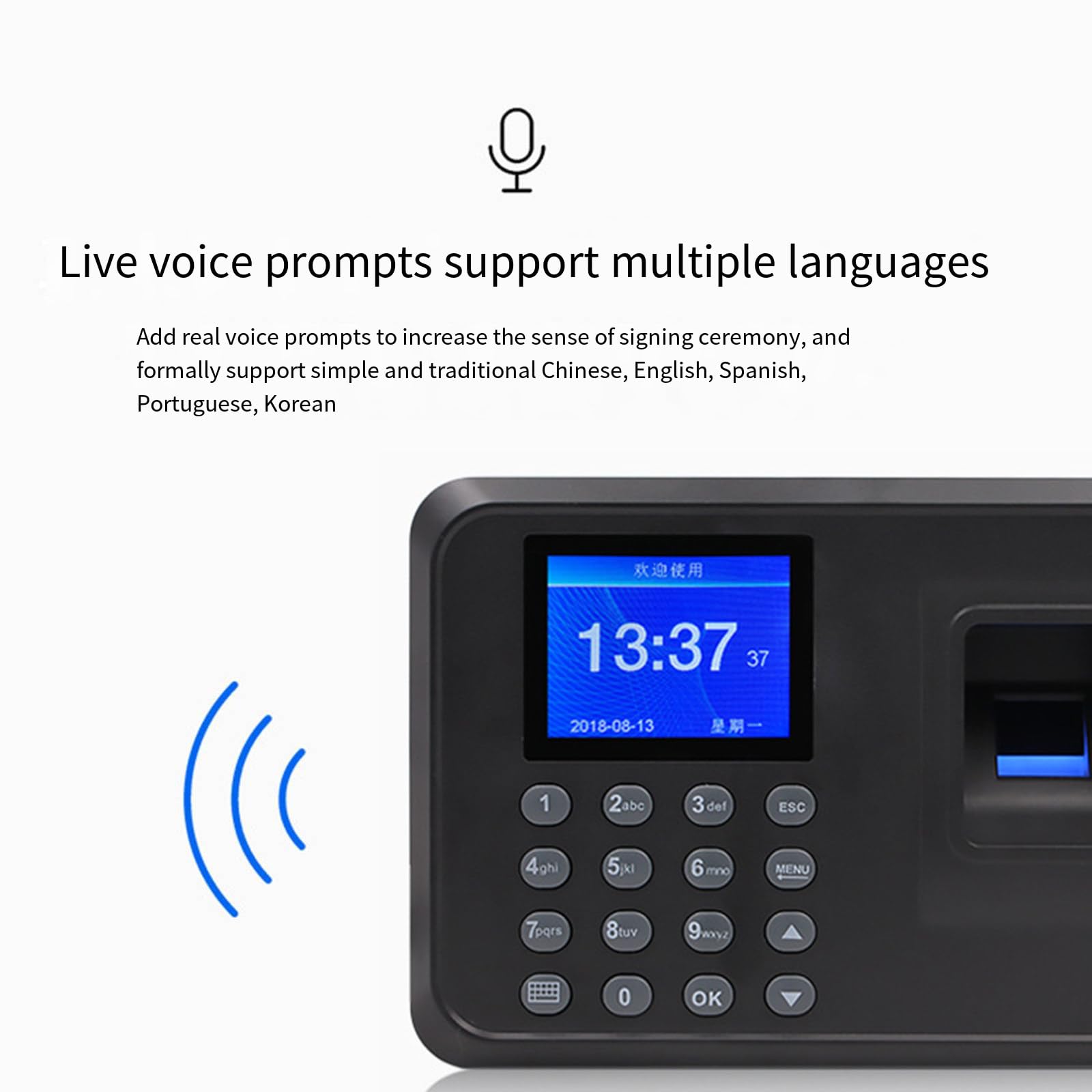 Macchina per presenze Pendolarismo, multilingua, Impiegati aziendali Accesso con le dita Smart Punch Card Machine
