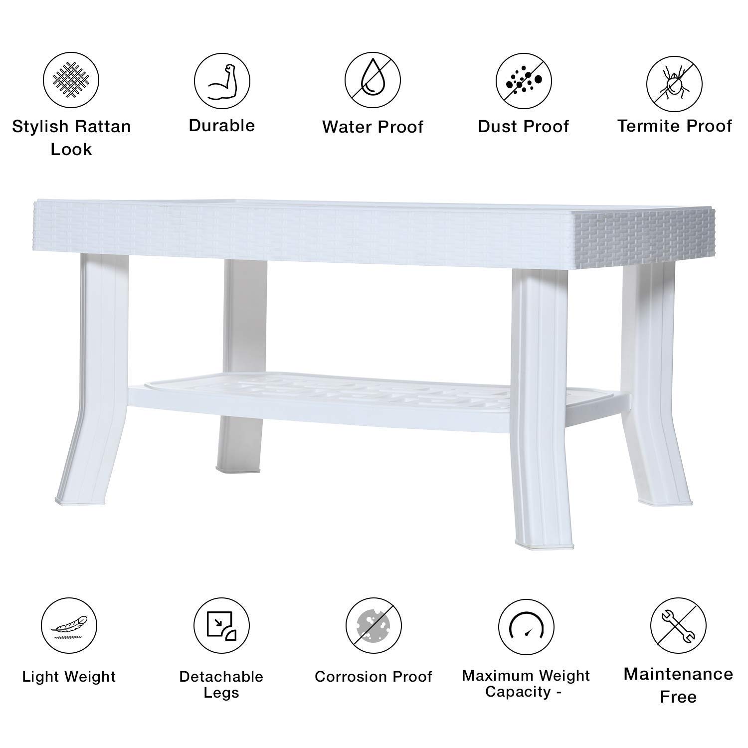 Supreme Vegas Center/Coffee Plastic Table for Home and Garden (Brown) (White) 4