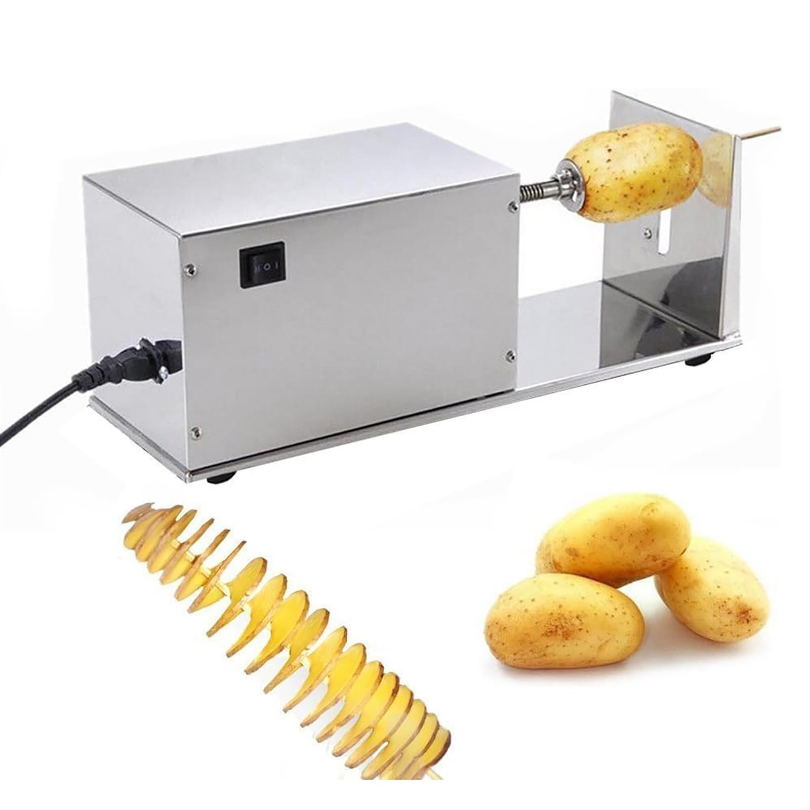 Cortador eléctrico de patatas y máquina de corte en espiral automática para hogar y negocio