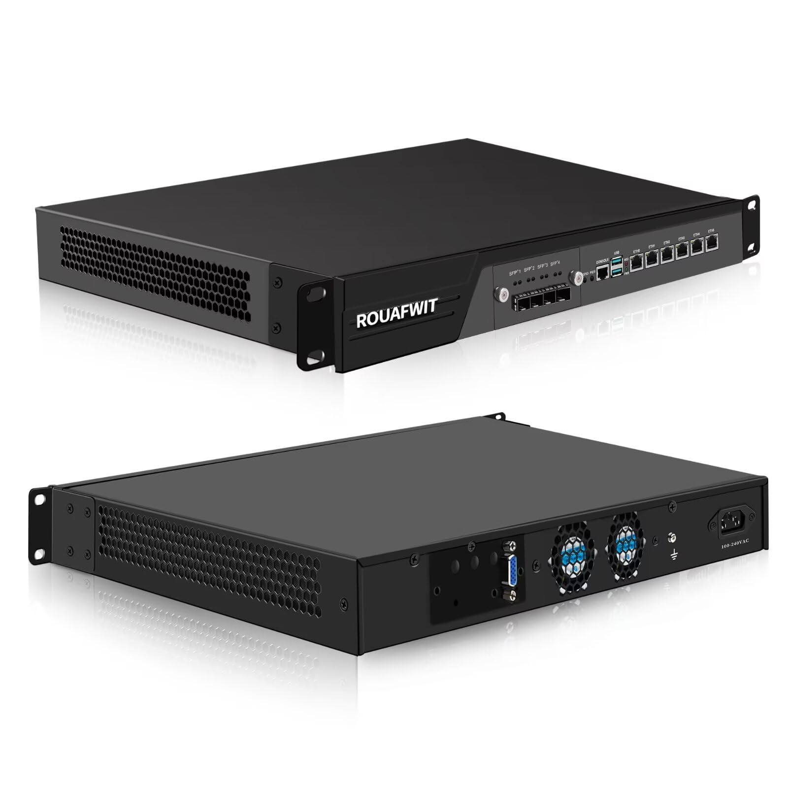 1U Firewall Appliance 10GBe, Core i3-12100, 4 x SFP+ X710 10Gbe, 6 x i226V 2.5GbE LAN, OPNsense, Network Rackmount 19 inch, DDR4 16G RAM 512G SSD