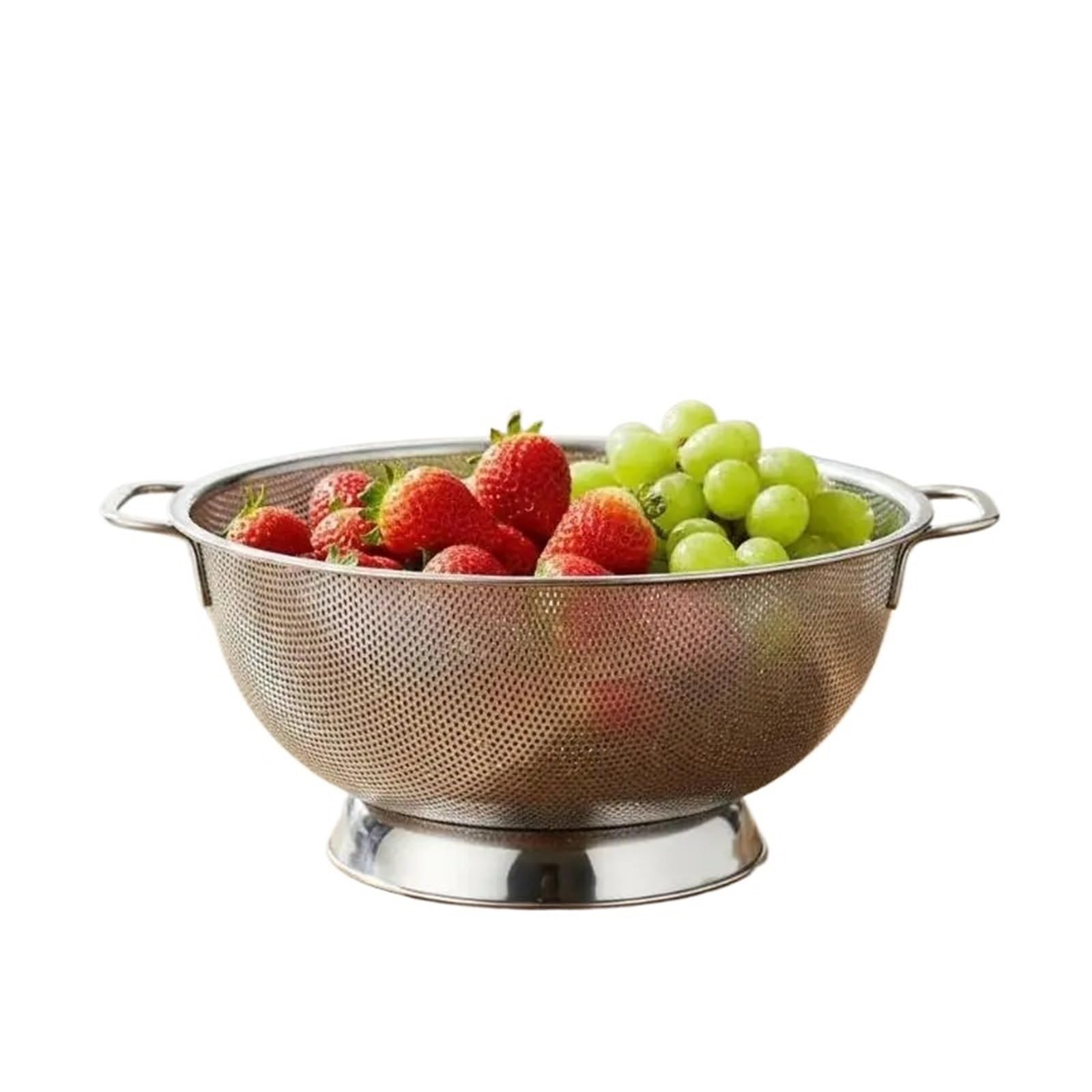 Colador de acero inoxidable con doble Mango, cesta coladora Pasta for alimentos Base anillo sólido autodrenante, filtro malla fina, 2 uds para Pasta Verduras y Frutas