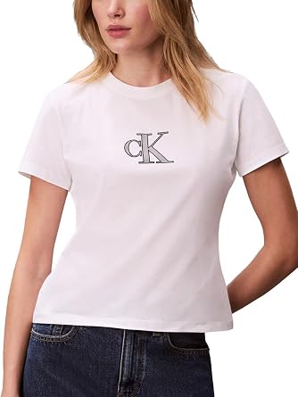 Calvin Klein Womens Slim Fit Graphic Monogram Tee