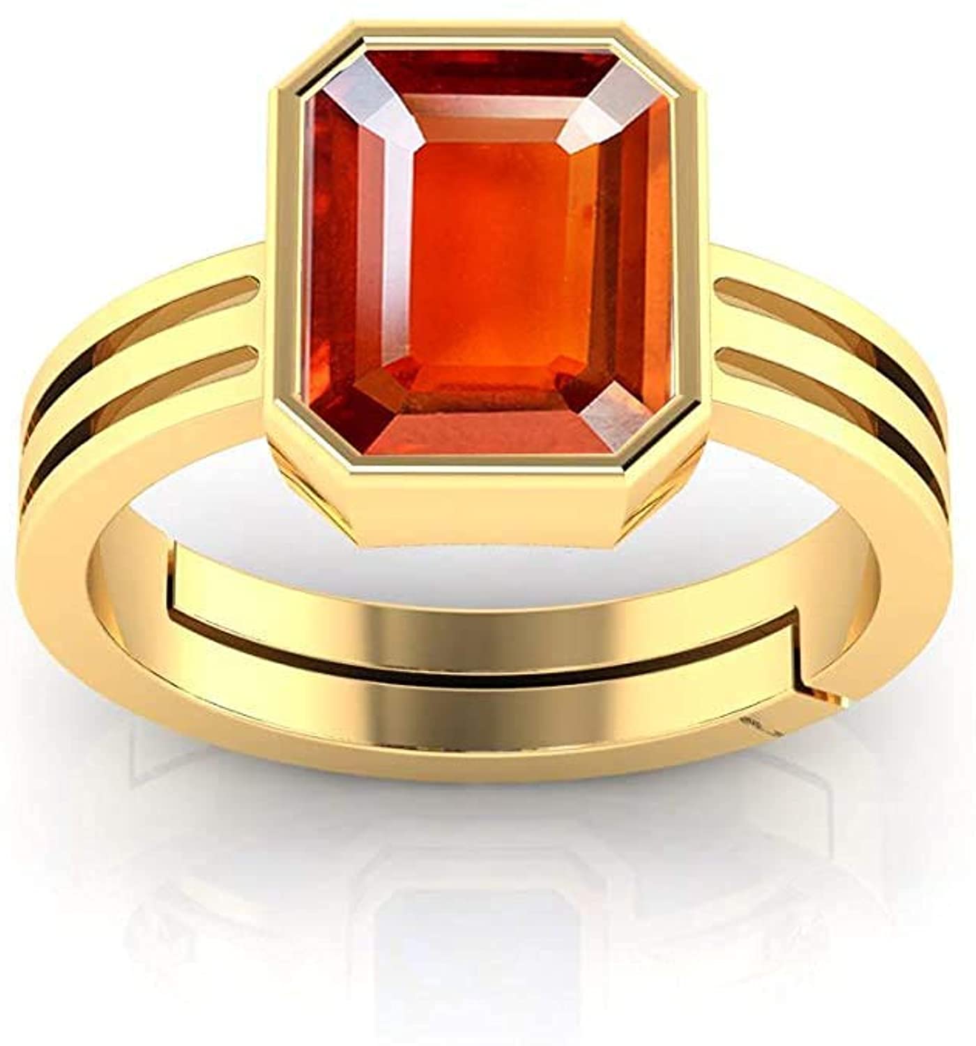 anuj sales 9.25 Ratti 8.00 Carat Certified AA++ Natural Gemstone Gomed Hessonite Stone Panchdhaatu Adjustable Ring Gold Plated Ring for Man and Women(Lab - Tested)-picture-44