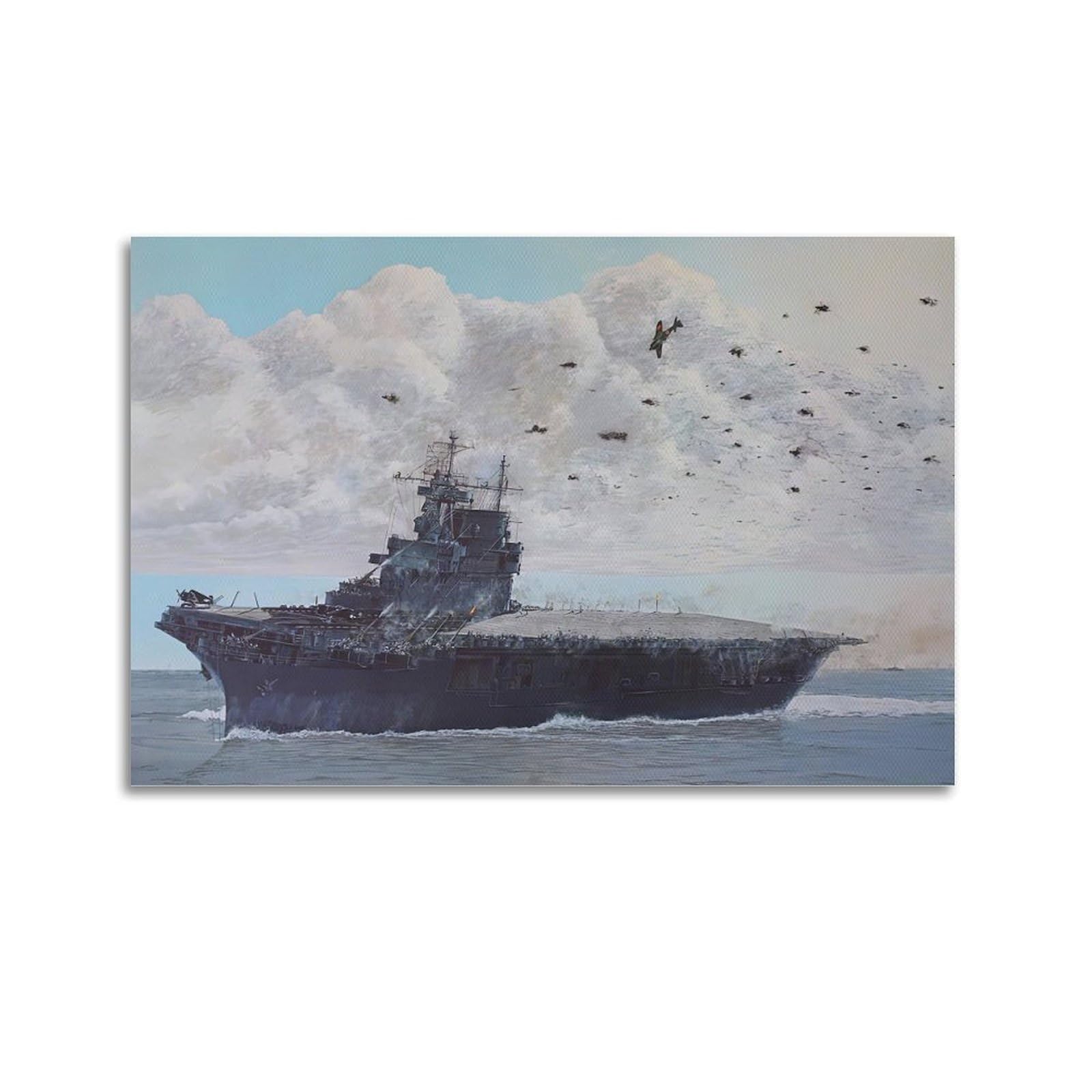 OKAHYS Vintage WWII Poster Aircraft Carrier Naval Battle Decorative Painting Canvas Wall Artworks Picture 20x30inch(50x75cm)