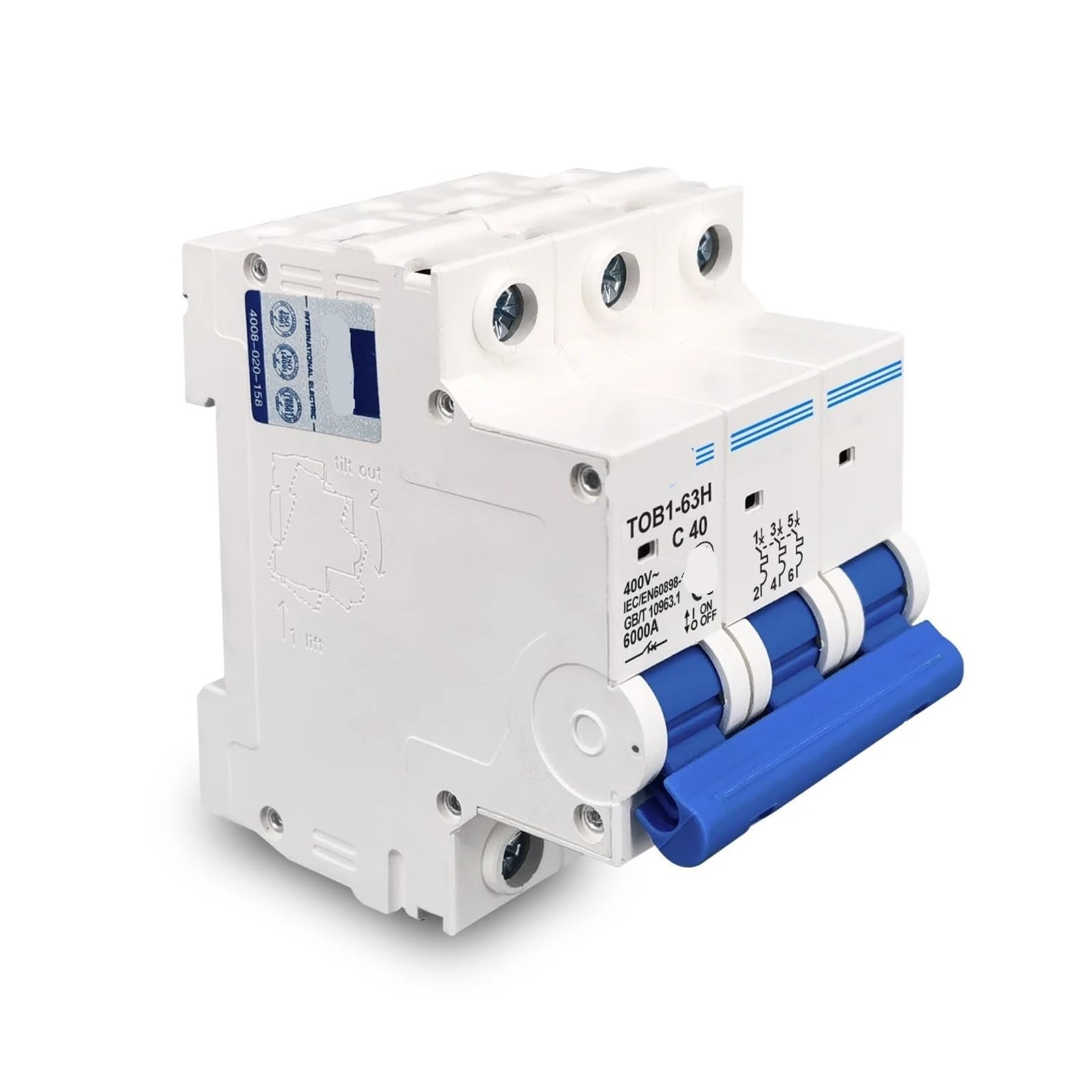3P AC MCB TOB1-63 C Typ 230/400V 50HZ/60HZ Mini Circuit Breaker 3A 6A 10A 16A 20A 25A 32A 40A 50A 63A 1 szt. (3P 40A)