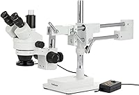 Vista 1 de AmScope Microscopio profesional trinocular con zoom estéreo SM-4TZ-144A, unidades de visualización WH10x, aumento de 3,5X-90X, objetivo con zoom