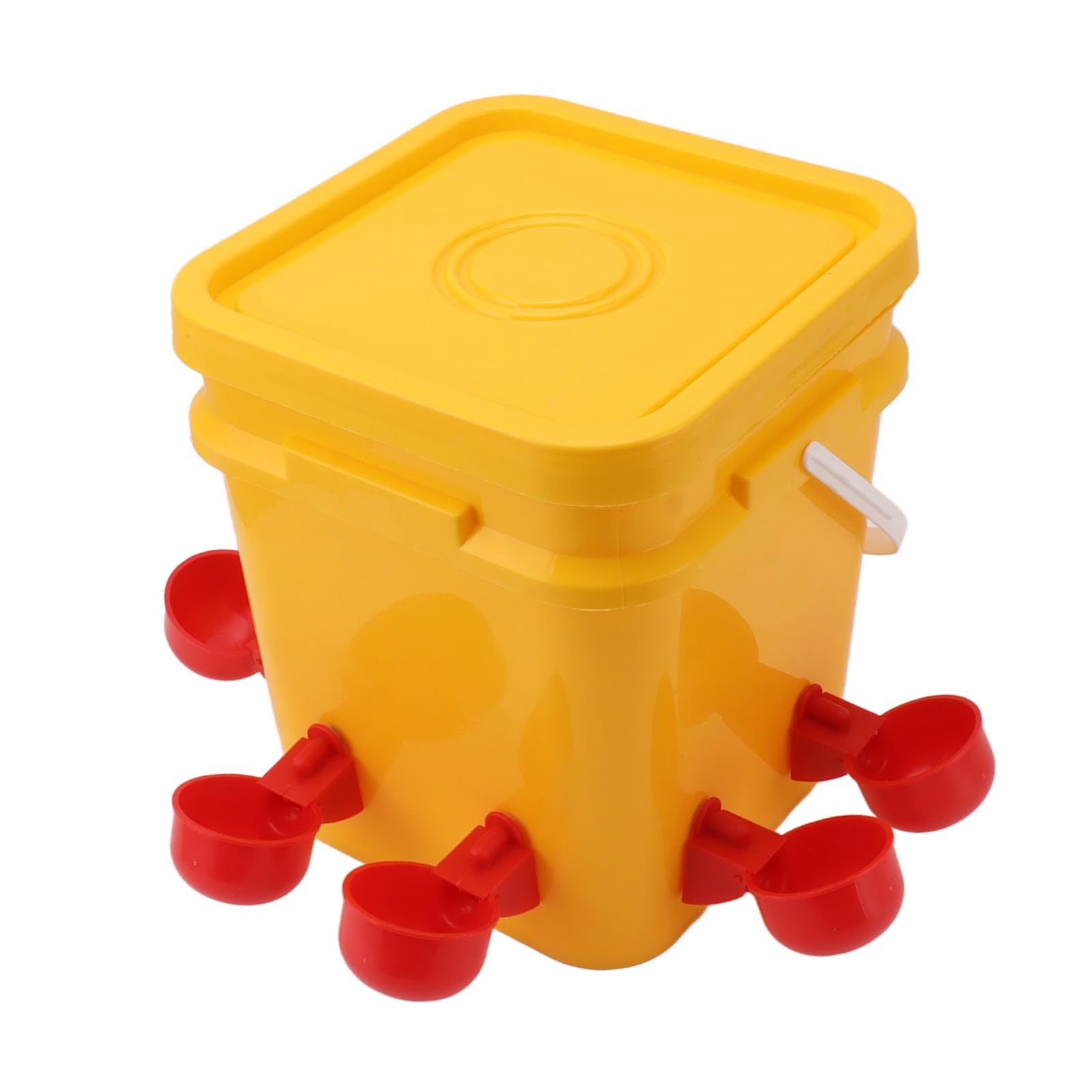 Automatic Chicken Waterer Cup Feeder Kit with 12L, Mounting Screws, Easy Installation for Goose Duck, No Overflow, Plastic Leakproof Design 12 Liters (Bucket + Red Bird Bowl +