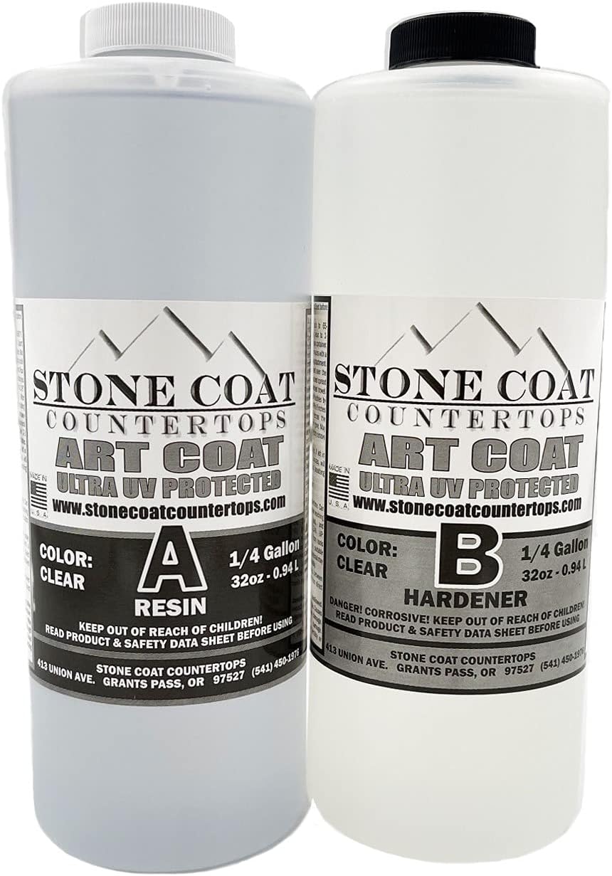 Art Coat (1/2 Gallon) Epoxy Kit (Stone Coat Countertops) - Colorable 2-Part Epoxy with UV Inhibitors for Coating New and Existing Counters with Unique Designs!