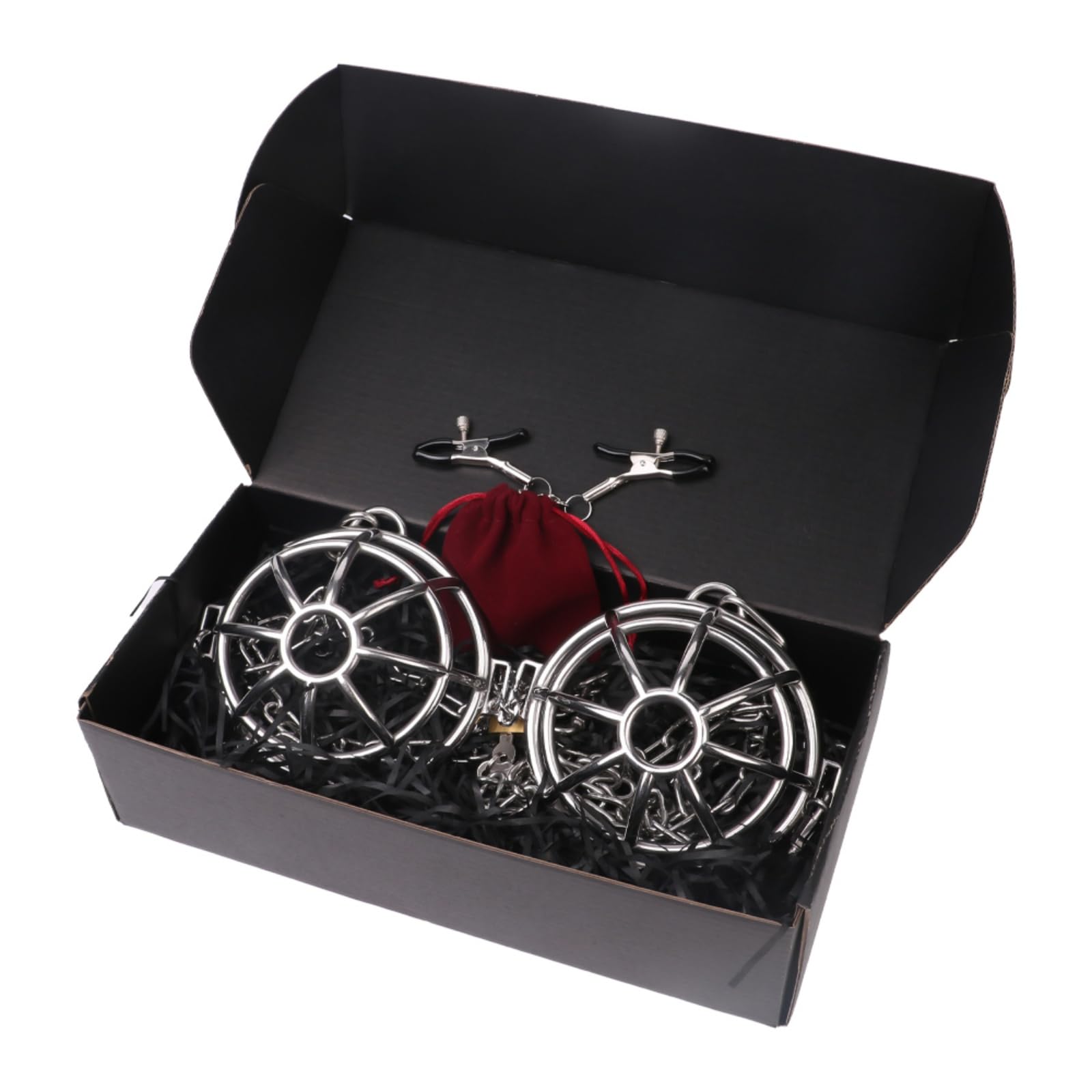 BDSM Bondage Set Sex Nippelklemmen Edelstahl Nipple Clamps Brust Stimulation Verstellbare Brustwarzenklemmen Folter Fesseln Sex Toys Fetisch SM Sexspielzeug für Frauen Männer,Silber
