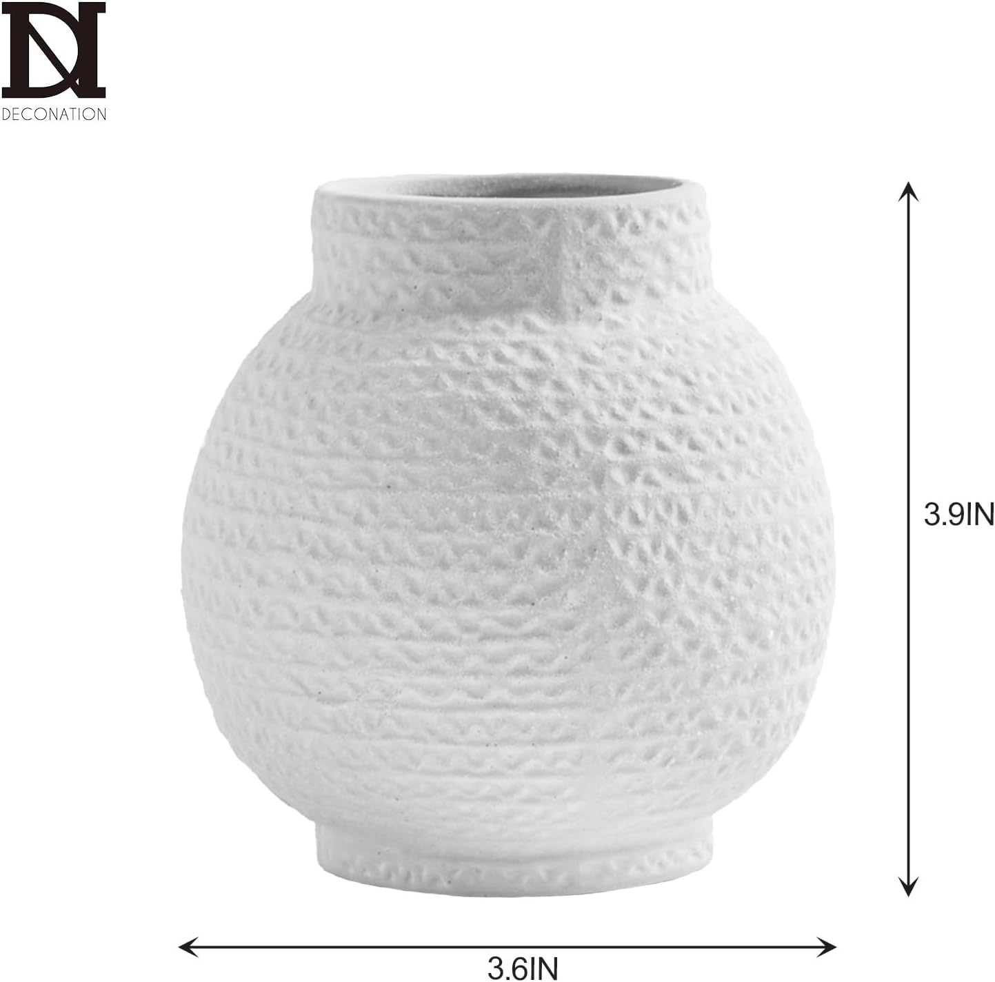 DN DECONATION White Vase for Flowers, Ceramic Vase for Home Decor, Modern Decorative Vase, Small Cute Flower Vases for Kitchen/Office/Living Room/Bookshelf/Farmhouse/Mantel - White Texture(Small) - Image 3