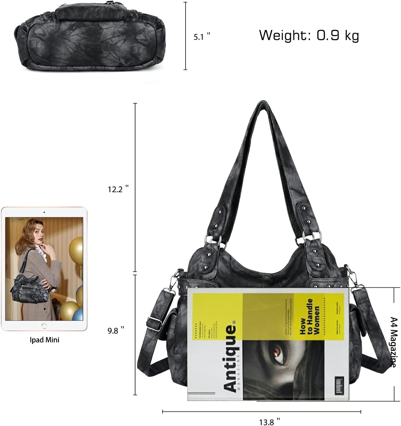 Angel Kiss Hobo Handbags for Women Soft PU Leather Shoulder Handbags Ladies Purses - Image 3