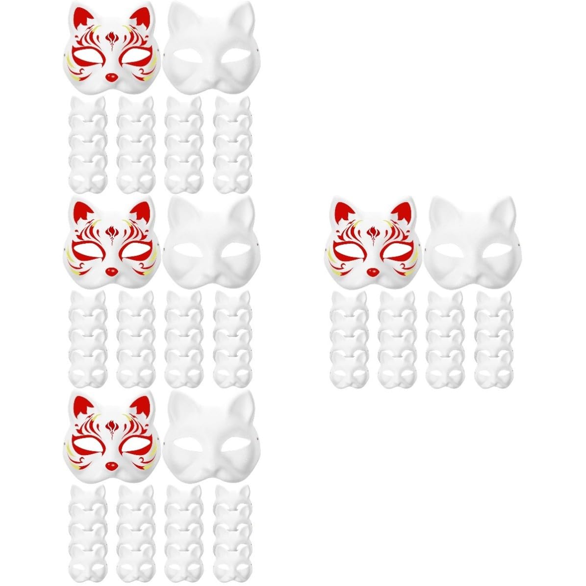 SOLUSTRE 80 Stck. Handgefertigte Rohmasken Halbkatzenmaske Leer Papier Weiß