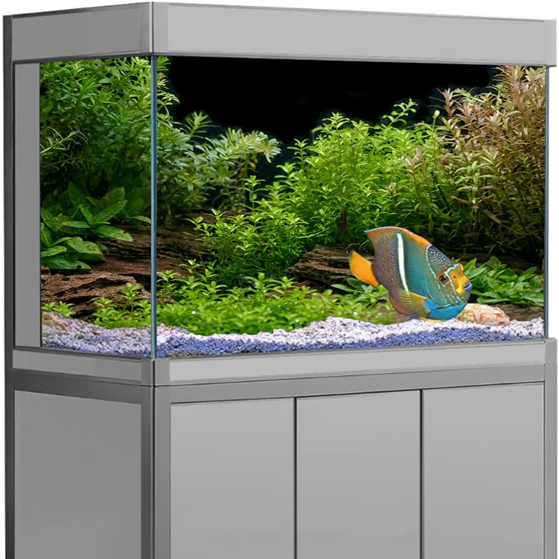 Sfondo Acquario Adesivo forestale Sfondo Acquario Ornamento Poster Foresta Paesaggio Carta autoadesiva for per la Decorazione(White,54x122cm)