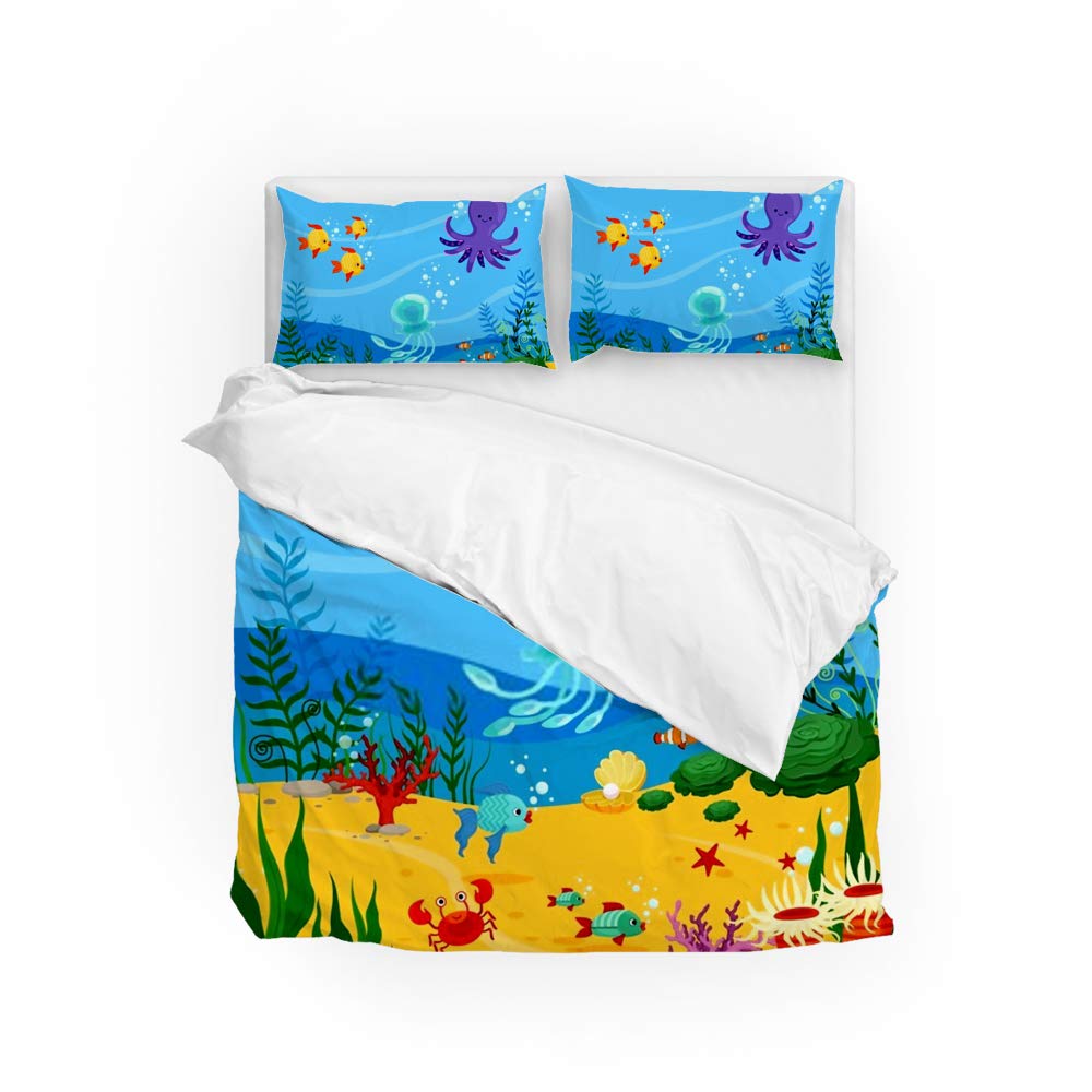 Housse de couette microfibre Cheshongg parure de lit 3 pièces infroissable au toucher ultra doux