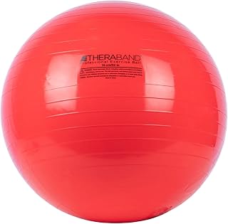 TheraBand 55cm Stability Ball Red - Exercise Ball for Core Strength, Balance, Posture, Yoga, Pilates & Rehab, Fits 5'1"-5'6" Users