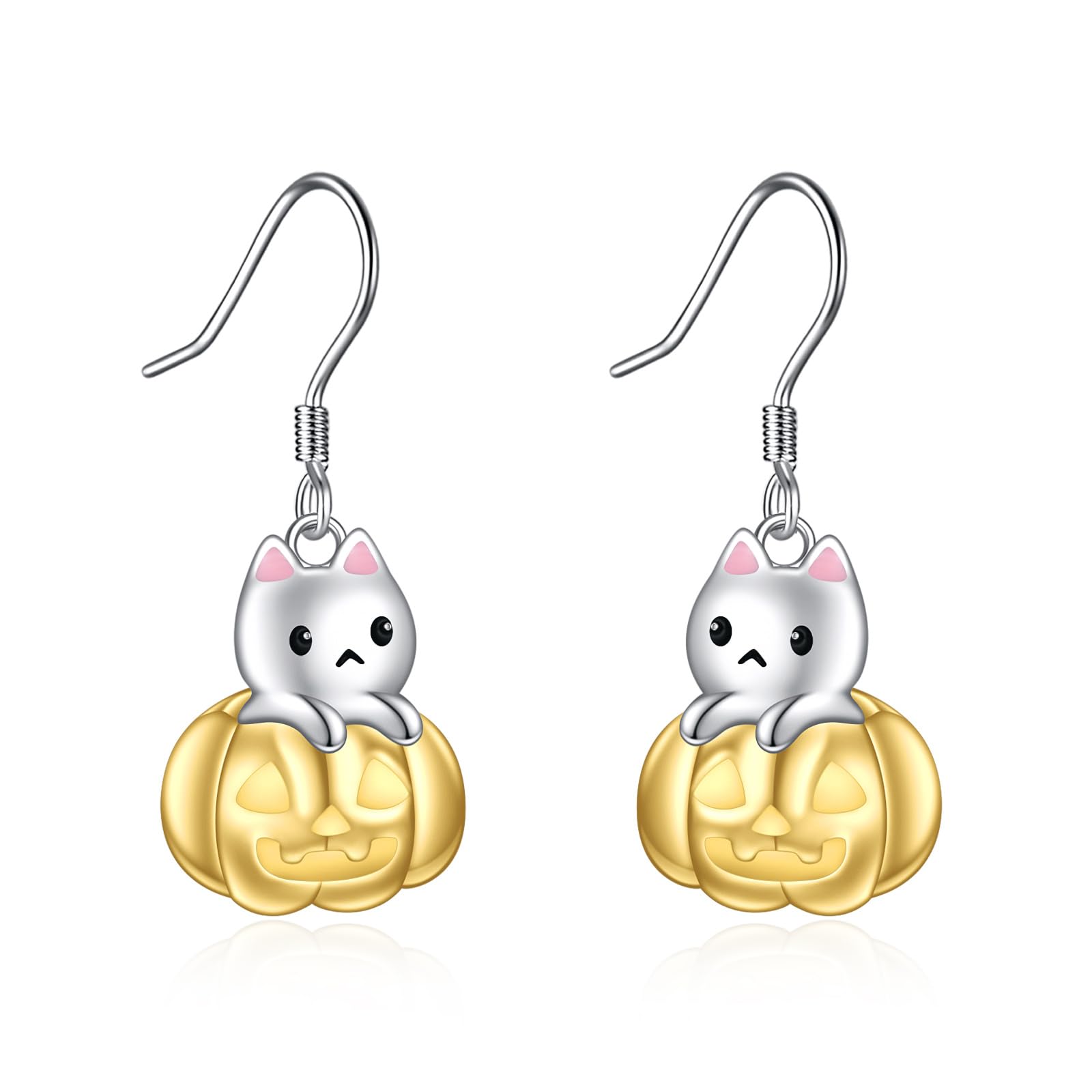 Tier Ohrringe Damen Mädchen Kinder 925 Sterling Silber Panda/Faultier/Koala/Fledermaus/Kürbis/Schwarze Katze/Hund Tassen Hängend Ohrhänger Niedlich Tier Ohrringe Schmuck Geschenk