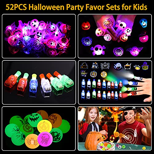 Hotsan Halloween Party Favors voor kinderen, 52 stuks LED Halloween Flash-ringen voor kinderen, 3 soorten LED Halloween… - Image 3
