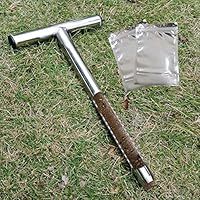 SurmountWay Bodenprobe-Sonde, 30 cm, mit 2 wiederverwendbaren Probenbeuteln, Edelstahl, T-Griff, Bodentest-Kits, Bodensonden für Bodenproben, Pflanzenpflege, Garten, Rasen, Bauernhof