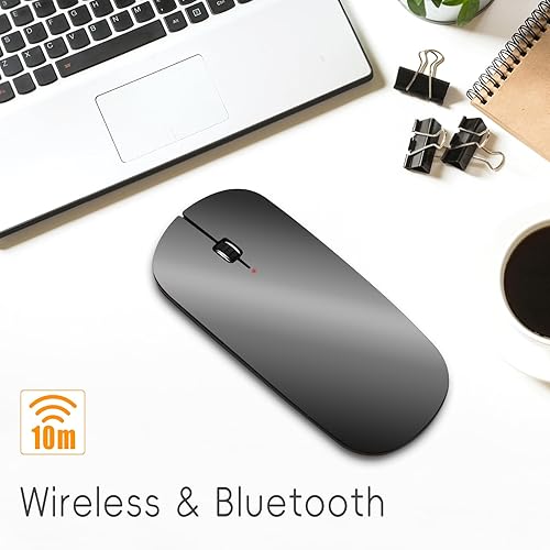 Miniatura 7 de Ratón Bluetooth delgado mini portátil plano de viaje inalámbrico recargable t Ratones ultrafinos Quie compatible con portátil PC portátil Tablet