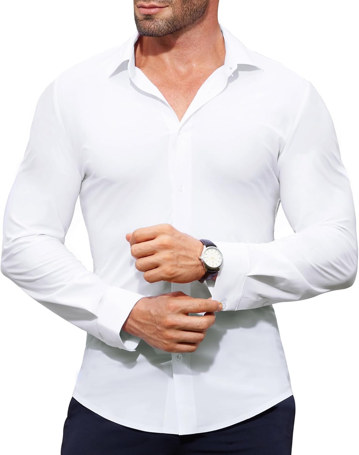 Long Sleeve Button Big And Tall Button Ups Stretch Mens Dress