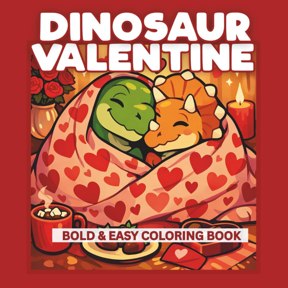 Dinosaur Valentine: A Fun-Loving Dino Valentine’s Day Coloring Book With Bold & Simple Pages for Kids Who Love to Color Cute and Friendly Dinosaurs (Valentine Books)