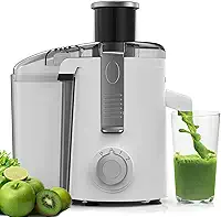 SiFENE Espremedor Centrífuga em Aço Inoxidável para Suco de Frutas e Vegetais Frescos, Máquinas Espremedora Eficiente e Rápida, Controle de 3 Velocidades, Livre de BPA, Branco