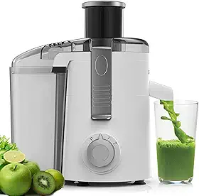 SiFENE Espremedor Centrífuga em Aço Inoxidável para Suco de Frutas e Vegetais Frescos, Máquinas Espremedora Eficiente e Rápida, Controle de 3 Velocidades, Livre de BPA, Branco