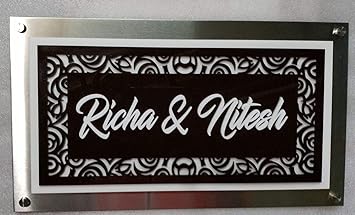 Buy Dlccreation White Brown Stainless Steel Personalised Name Plate Size 40 5cm X 23cm Online At Low Prices In India Amazon In