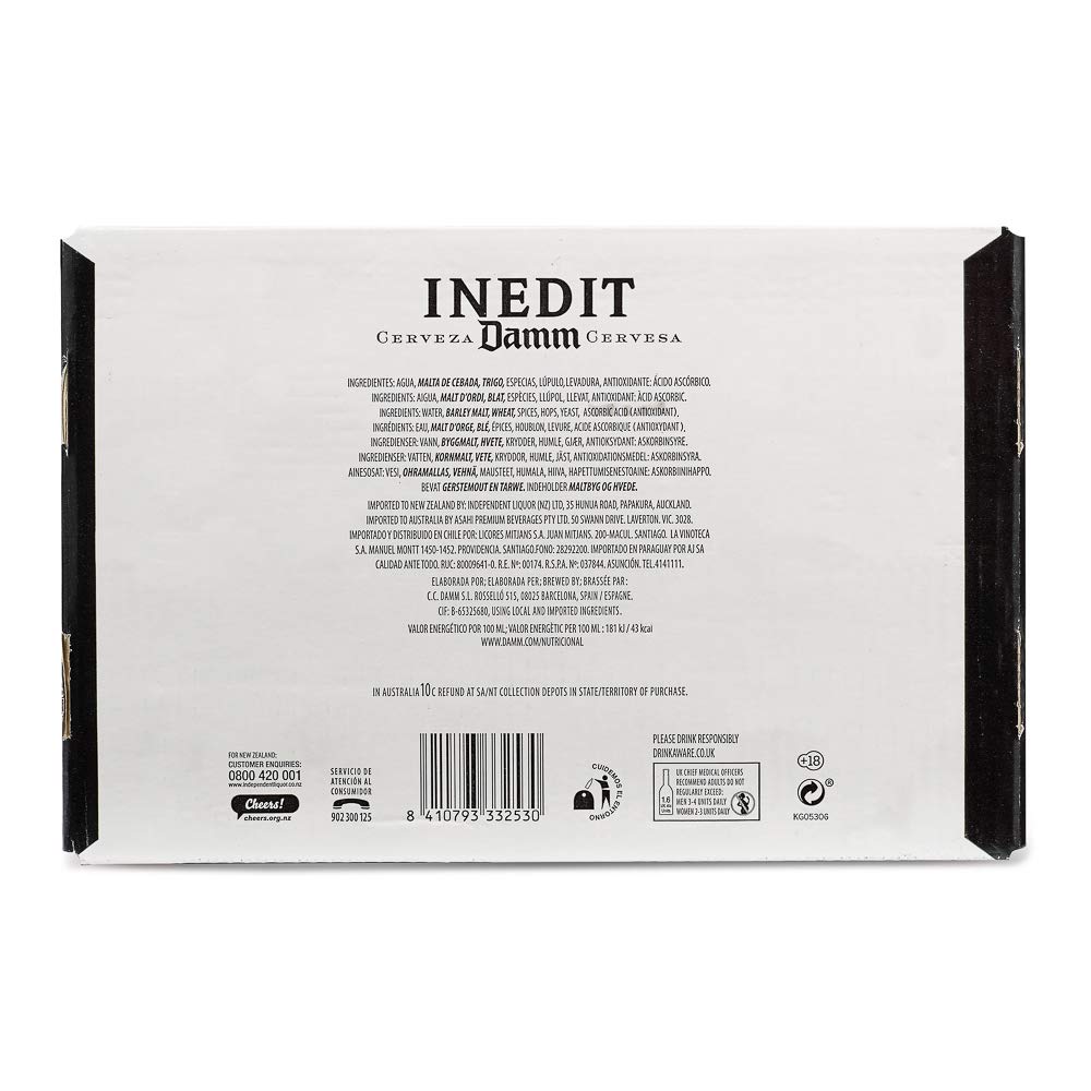 Inedit | Cerveza de Malta y Trigo | Receta Ferran Adrià | Cerveza Blanca con Especias| Caja 24 Botellas 33 cl