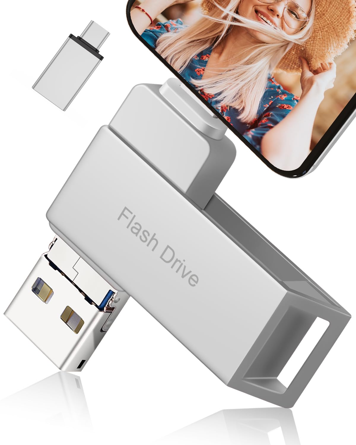 Chiavetta USB 256gb per Phone,Levida Pen Drive Penna USB 3.0 Pendrive 4 in 1 Photostick Chiave USB Type C con iOS,Android,Tipo C Porta/Smartphone, Computer, Laptop, PC,Argento