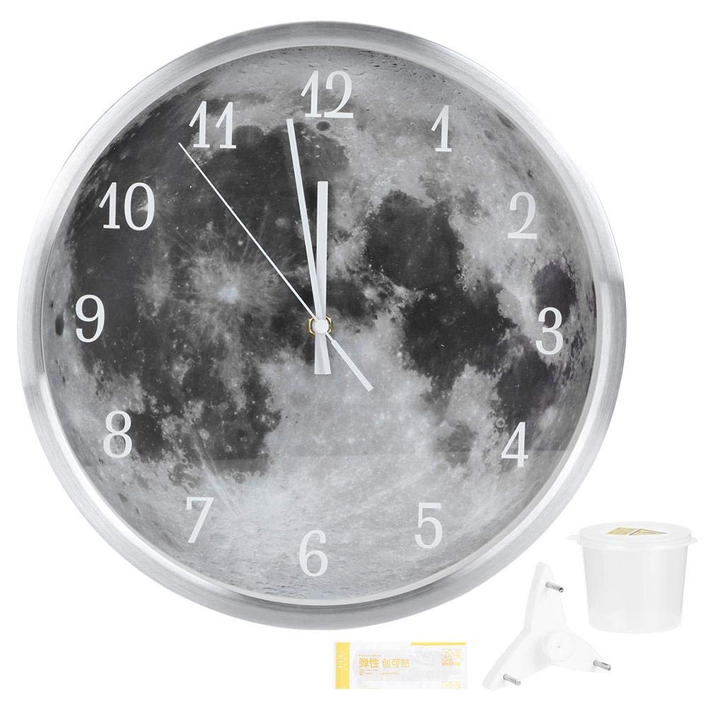 Wall Clock - GEEKCOOK Silver Round Decorative LED Sound Control Wall Clock for Office Home Living Room