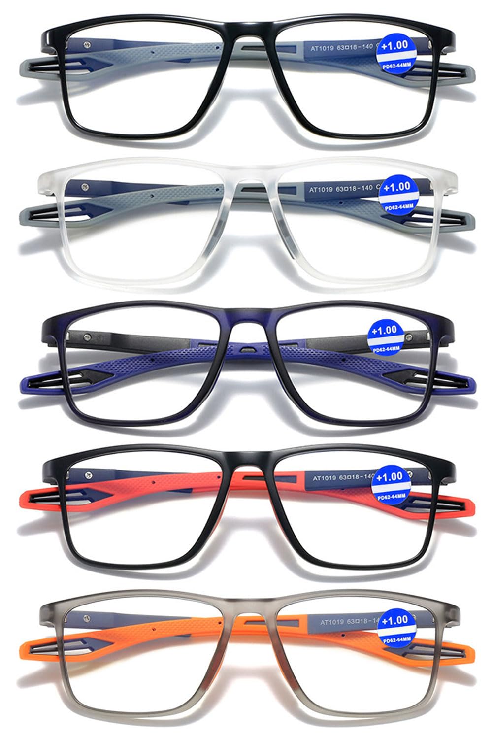 KOOSUFA Anti Blaulicht Lesebrille Herren Damen Federscharnier Rechteckiger Ultraleicht TR90 Rahmen Arbeits Lesebrillen Lesehilfe Anti Müdigkeit Brille mit Stärke 0.0 1.0 1.5 2.0 2.5 3.0 3.5 4.0