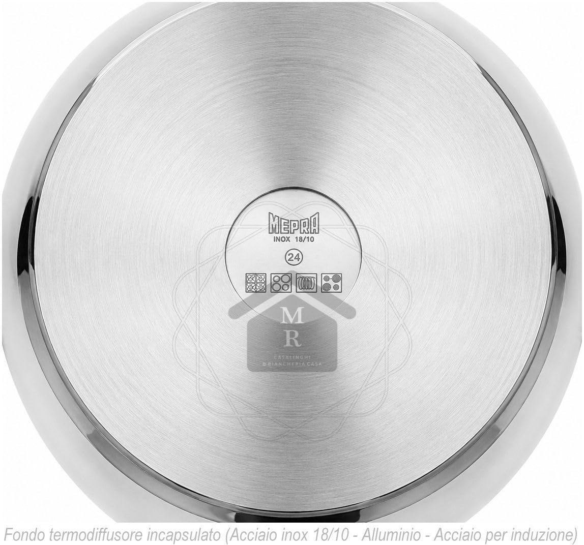PENTOLE ALTA 1950 MEPRA ACCIAIO INOX 18/10 TRIPLO FONDO INDUZIONE (Pentola alta cm. 28)
