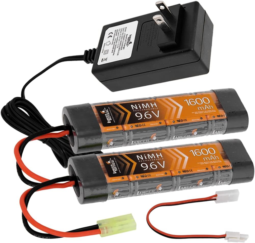 Lancer Tactical Nimh Battery Pack with Charger, Two 9.6v