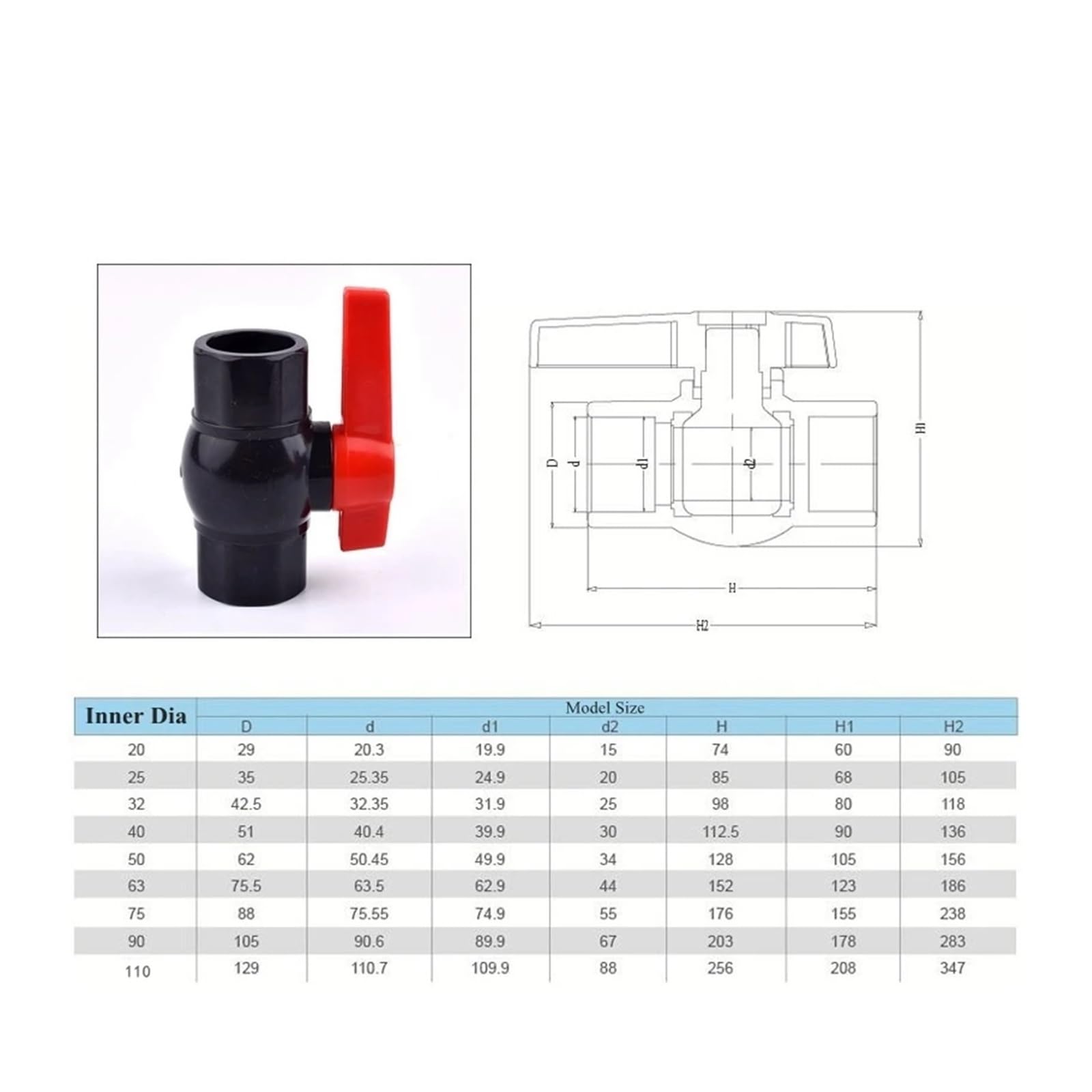 ID 20~110mm UPVC Tubo Valvola a Sfera Acquario Serbatoio di Pesce Drenaggio Giunto Composito Presa Connettore Tubo Acqua Raccordi Adattatore(Inner dia 75mm)