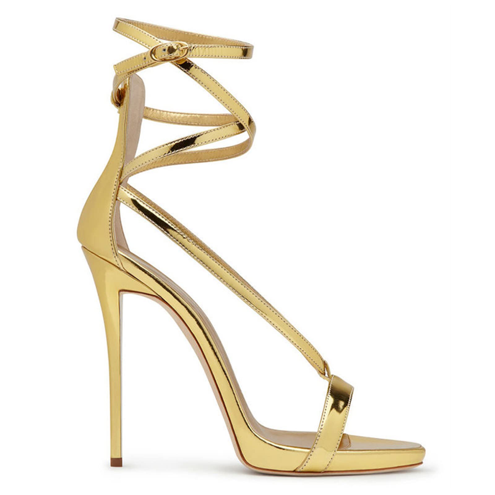 12CM/4.72IN Sandali con Tacco Alto Cinturino A Spillo in Vernice Open Toe Tacchi Alti Sandali da Discoteca Party Prom