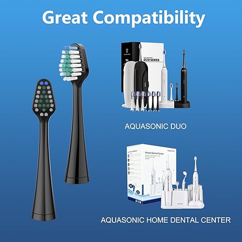 Miniatura 4 de Cabezales de repuesto para AquaSonic Duo y Home Dental Center Electric Toothbruh, paquete de 10, color negro