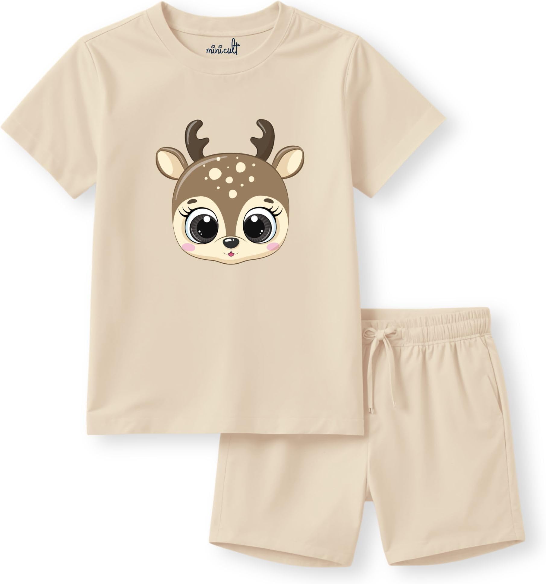 minicult kids Kids Cotton Shorts and Matching Tshirt Coord clothing set with Cute Prints Clothing Set (200gsm Cotton Fabric)