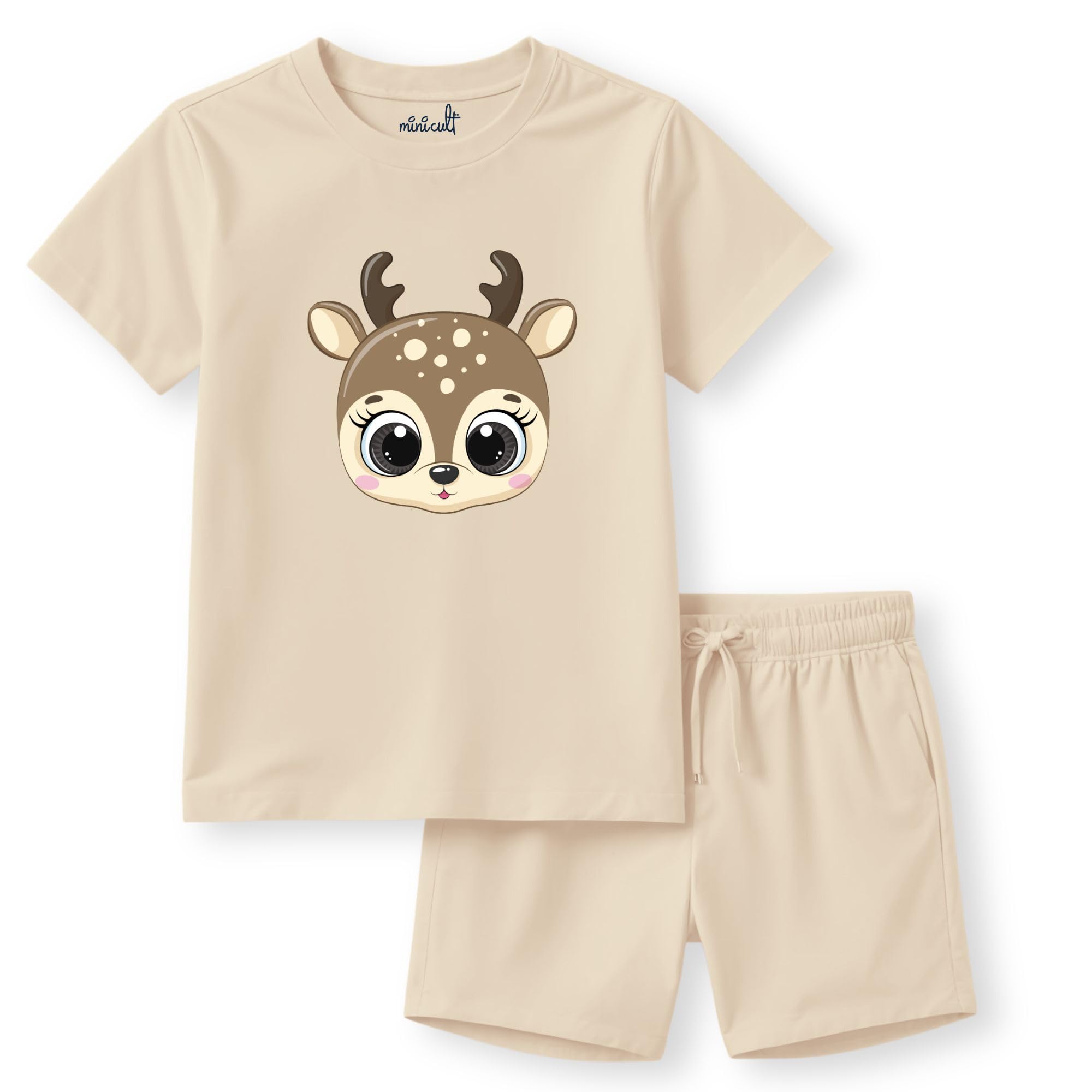 minicult kids Kids Cotton Shorts and Matching Tshirt Coord clothing set with Cute Prints Clothing Set (200gsm Cotton Fabric)
