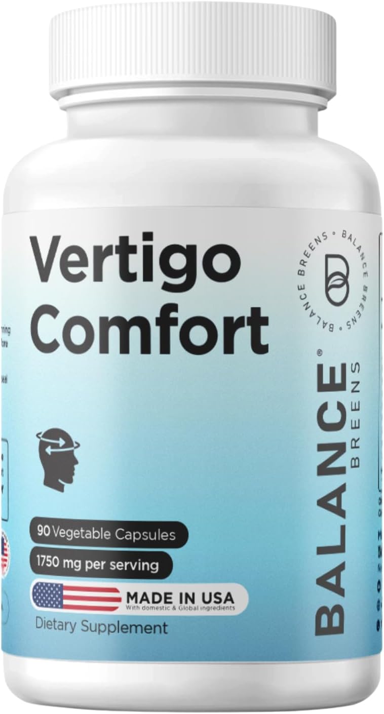 Vertigo Relief Supplement 1750mg, 90 Capsules - Natural Support for Motion Sickness, Dizziness, Tinnitus, Migraines, Inner Ear Balance (Pack of 1)