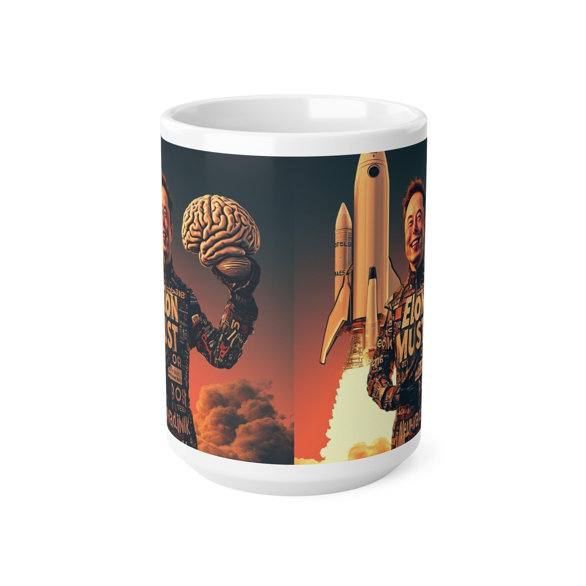 "Big Brain! Go Mars!" Printed Ceramic 15oz Coffee Cup | Print Cup for Unisex | Restaurant Coffee Cups for Coffee 15oz