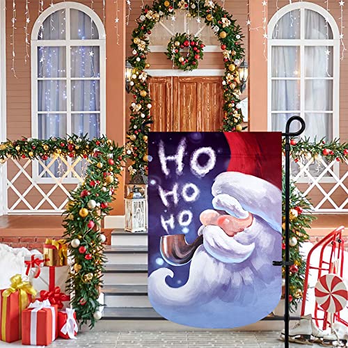 Esttop 3D Santa Christmas Garden Flag, Ho Ho Ho Polyester Vertical Double Sided 12.5X18 Inch Applique Yard Flag, Outdoor Christmas Decorations Farmhouse Decor #TOP3