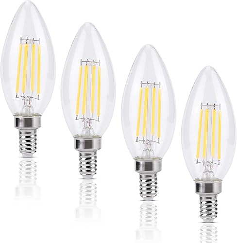 KINUR Bombillas LED para candelabro E12 de 4 W (equivalente a 40 vatios), bombillas LED para candelabro, 5000 K, B11, color blanco suave, bombilla