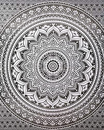 Gauransh Art's Ombre Mandala Bohemian Hippie College Room Dorm Tapestry Single Bedsheet Beach Towel Picnic mat Decoration (Black, Poster40x30)