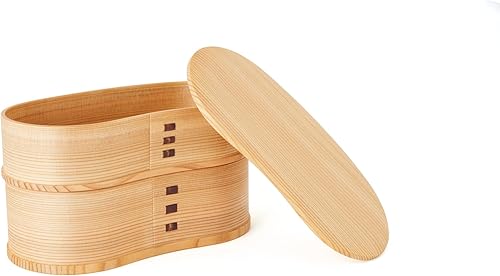 Akita Sugi 2530 Magewappa Hango Bento Box, 6.7 pulgadas de ancho x profundidad 3.5 pulgadas (6.7 x 3.5 in), Magewappa, caja Bento de 2 niveles,