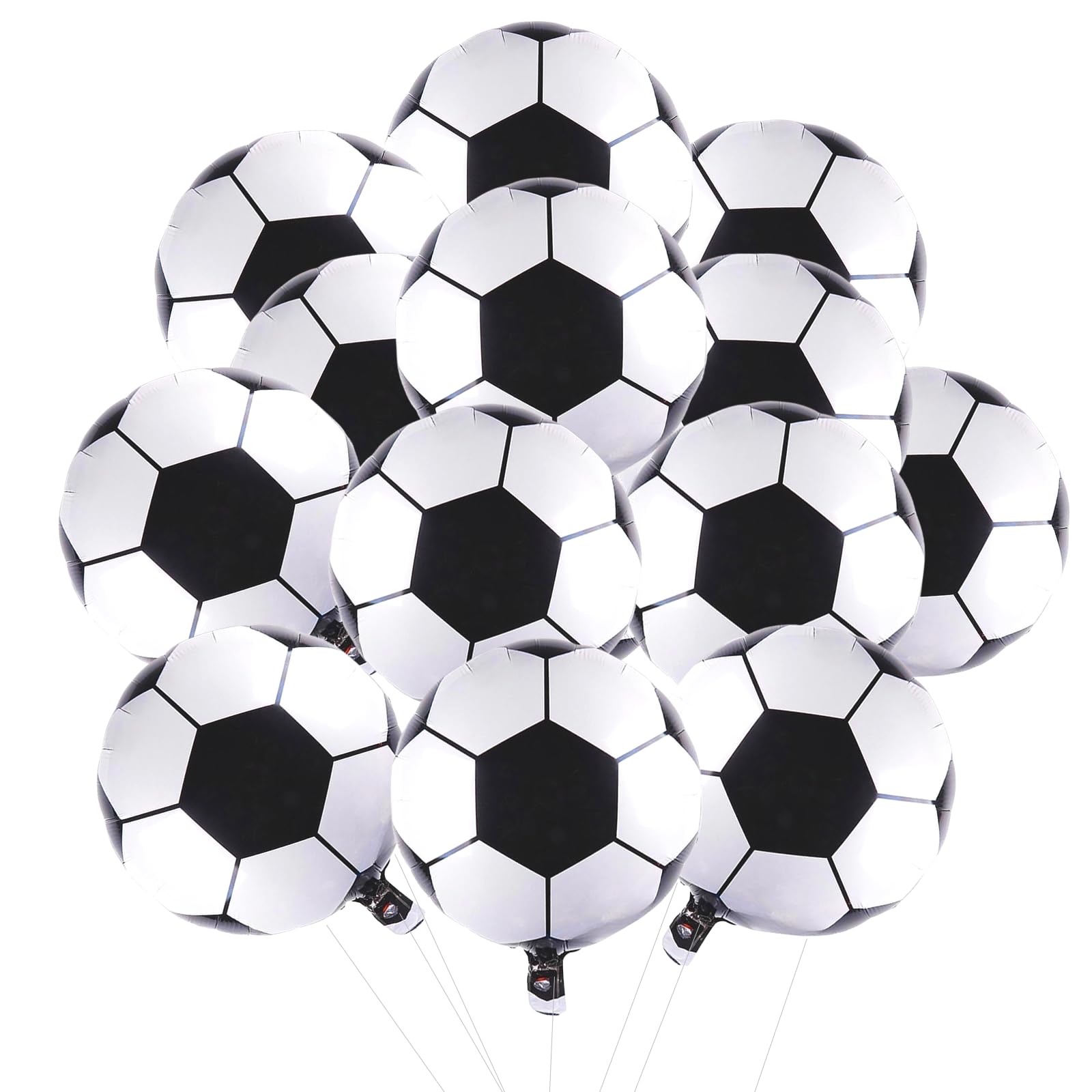 12 Pieces 18 Inches Large Foil Soccer Balloons, Round Football Shaped Aluminum Foil Balloons for Sports Themed Soccer Match World Cup Boys Girls