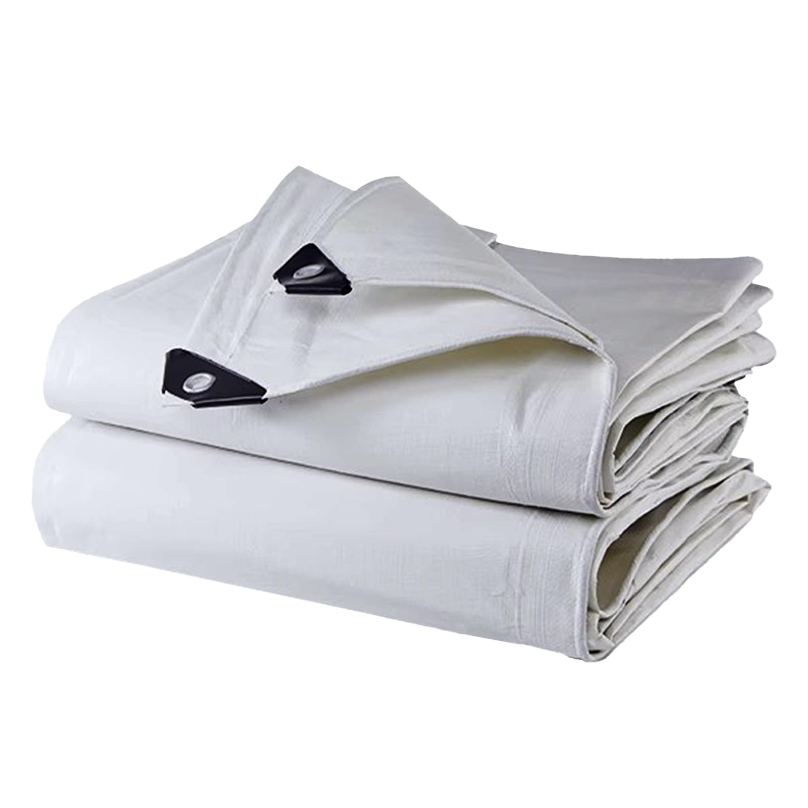 GJZQDKX Heavy Duty Waterproof Tarpaulin 1.2x1.5m 1.2x2.4m 1.5x1.5mWhite Canvas Tarp with Rustproof Grommets for Groundsheet Dog Shed Greenhouse (4x5m 13.1ft x 16.4ft)